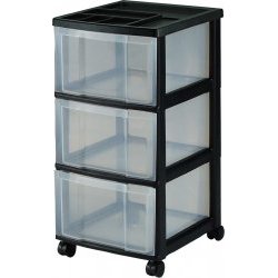 3 Drawer Black Plastic Storage Unit