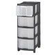 4 Drawer Black Plastic Storage Unit