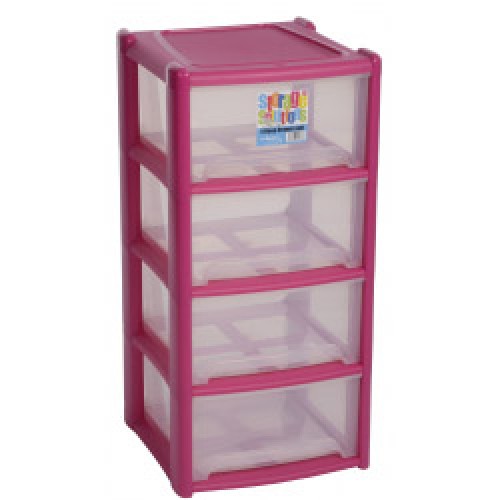 Pink Plastic 4 Draw Unit